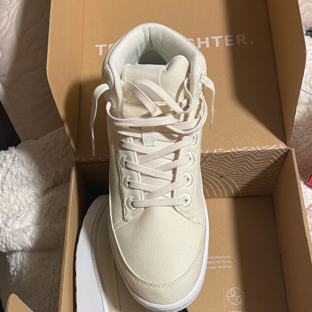 Allbirds Canvas Pacer Mid Sneakers in Natural White - Picture 3 of 5